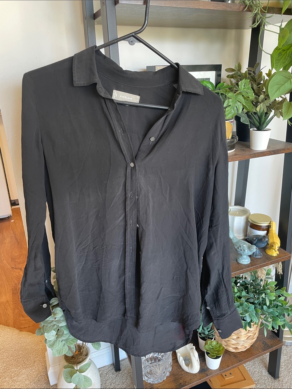 Everlane Black Women's Long-Sleeve Button-Up Blouse